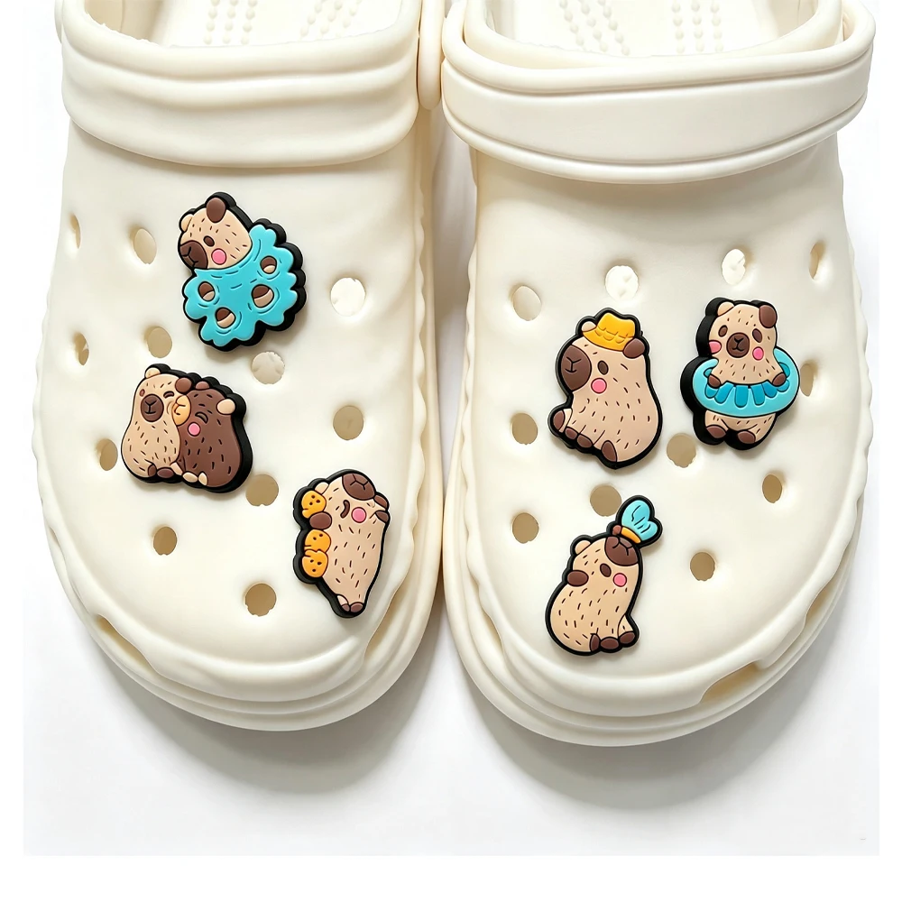 Cute Capybara PVC Shoe Charms, Soft Rubber Cartoon Animal Shoe Decoration, DIY Accessories for Clogs Sandals Bracelets Kids Gift