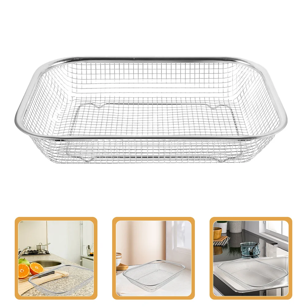 

2Pcs Stainless Steel Sink Basket Rectangular Draining Basket for Food Fruit Vegetable Wash Drain Kitchen Essentials Household