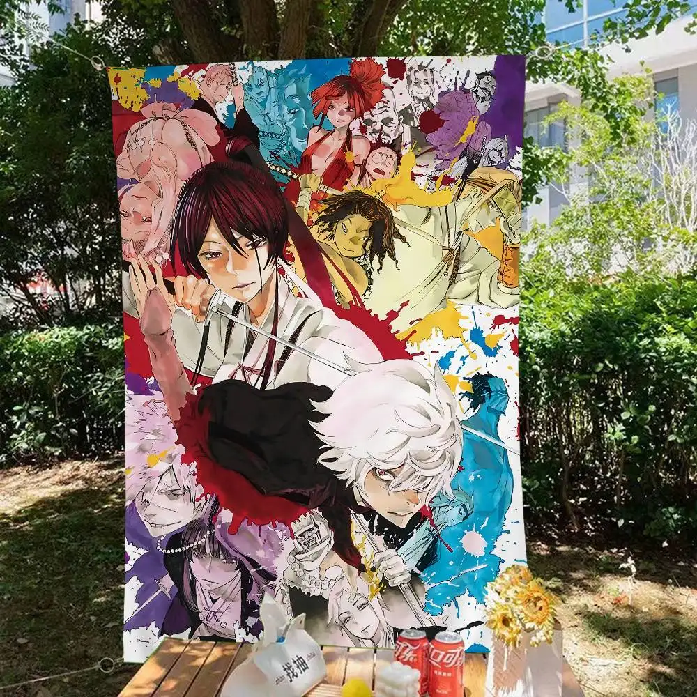 Anime H-Hells Paradise DIY Flag For Family Group Photo Living Room Home Dorm Decor Wall Art Decor Banner