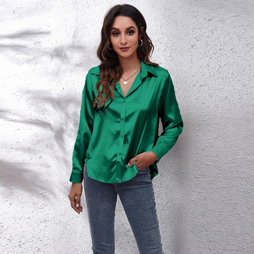 بلوزة نسائية أنيقة من الحرير المقلد #5