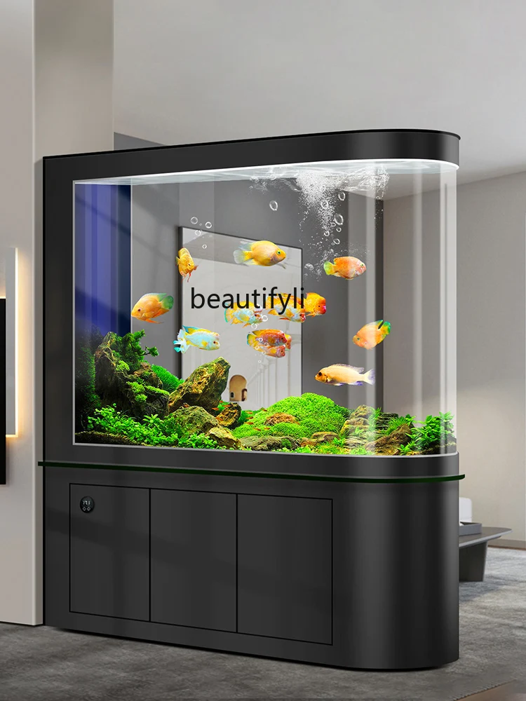 Screen Fish Tank Living Room Change Water Creative Bullet Aquarium Partition Fish Globe