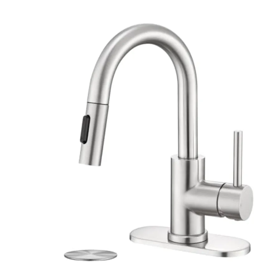 

Bathroom Faucet with Pull Down Sprayer, Vanity Sink Faucet with Pop-Up Drain, 1 or 3 Hole Laundry Bar Basin Faucet with Deck Pl