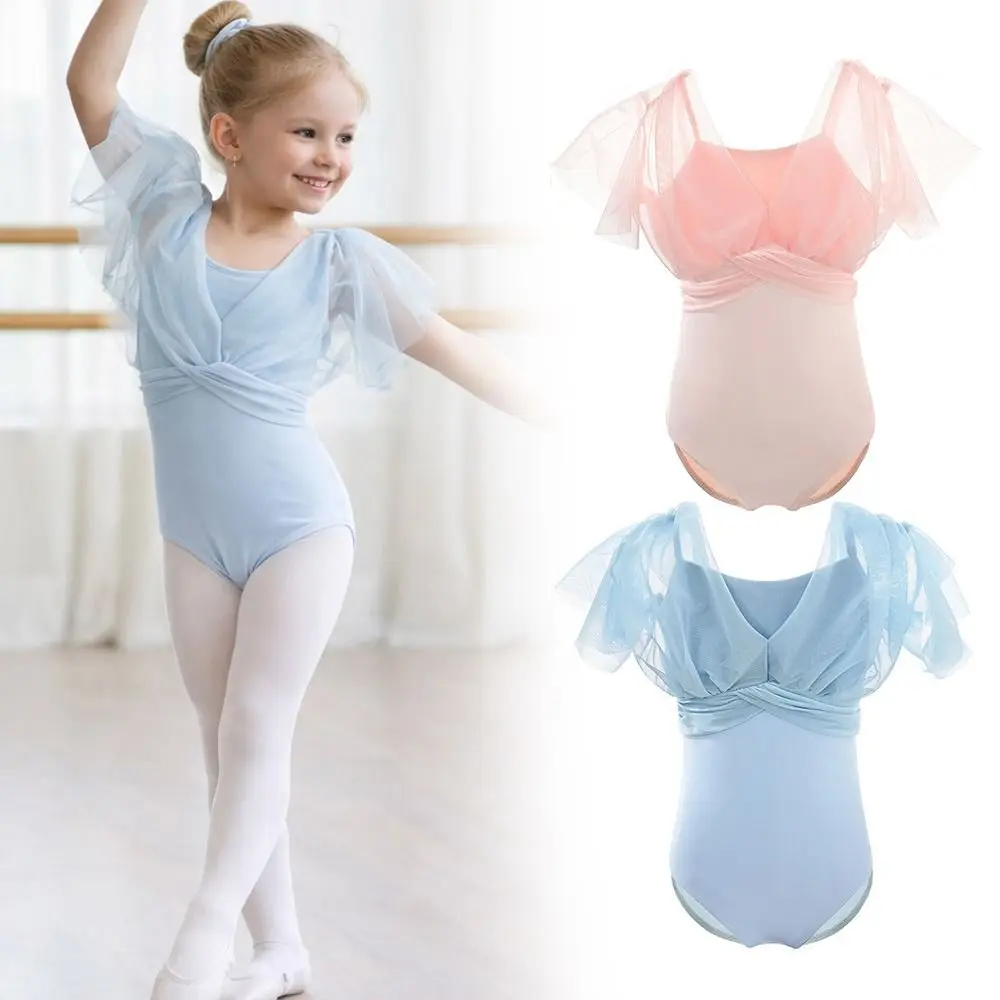 

New Nylon Ballet Leotard Pleats Design Short Sleeve Ballet Costume Dancewear Chinese Dance