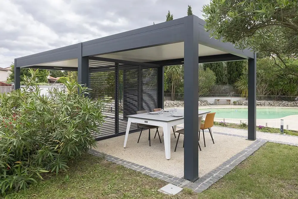 Pérgola Moderna para Exteriores 2026, Toldo para Patio, Control Remoto, Techo de Láminas Bioclimáticas de Aluminio, con Luz LED, Pérgola para Jardín