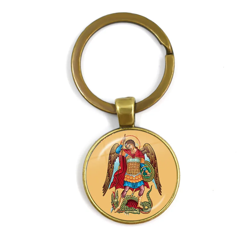 Nuovi Uomini Portachiavi Arcangelo St.Michael Protect Me Saint Scudo di Protezione di Fascino Russo Orhodox Portachiavi Gioielli Per Santo Regalo