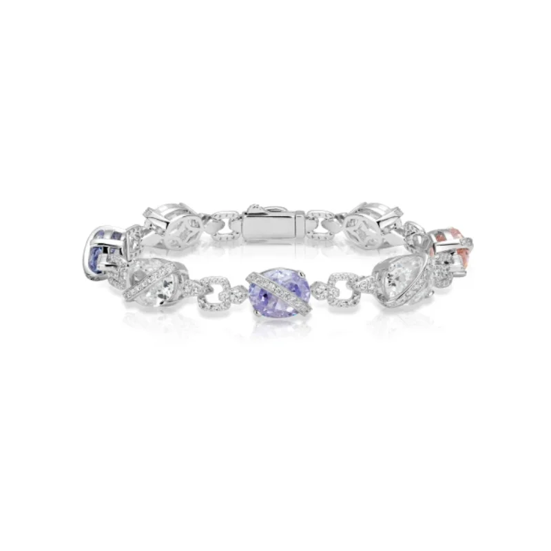 

BELLUX 925 Silver Synthetic Zircon Bracelet Dreamy Star Track Colorful Oval Gemstone Fashion Exquisite Bracelet for Women