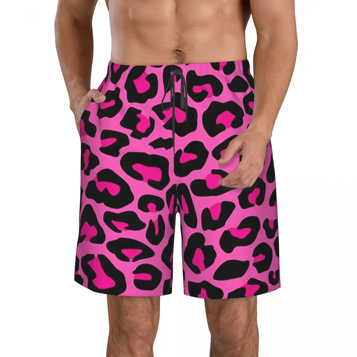 ليوبارد الفهد سلس نمط الحيوان الجلد طباعة البقع جذوع الشاطئ مجلس السراويل عادية سريعة الجافة السباحة الصيف الرجال السراويل