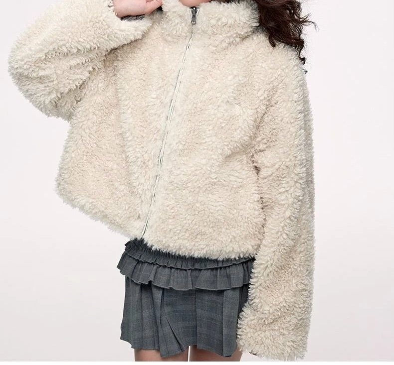 سترة قطن من جلد الخراف على الوجهين بتصميم عتيق سترة قصيرة للنساء في خريف وشتاء 2025 بلوزة غير رسمية فضفاضة جديدة #2