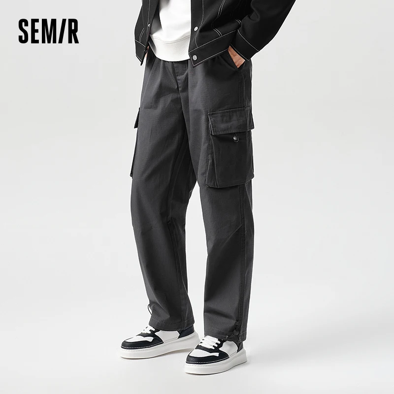 Semir 2024 Casual Pants Men Spring Daily Simple Solid Color Loose Straight Pants Fashion Trend Outdoor Style Overalls Trousers