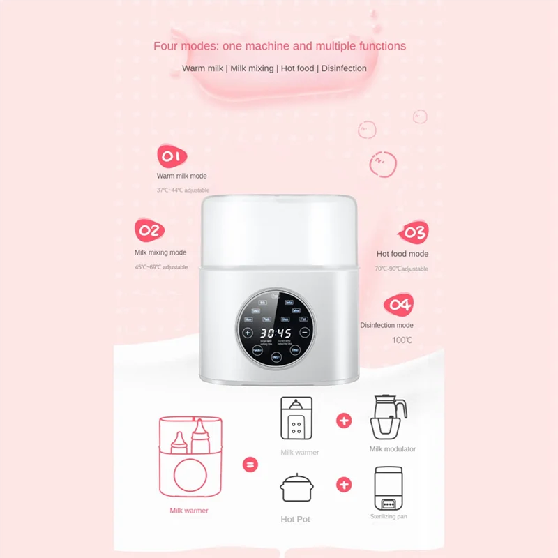 AA96 Penghangat Botol Bayi 5-In-1 Multifungsi Penghangat Susu Ibu Pemanas Cepat & Penghangat Pencair Beku dengan Timer Colokan EU