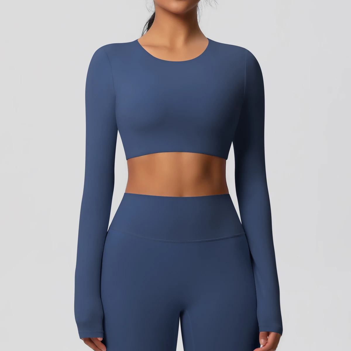 Outdoor Sports Long Sleeved Women Slim Yoga Clothes Workout Dry Fit Breathable High Elastic Sports Top Gym Fitness Wear T-shirt