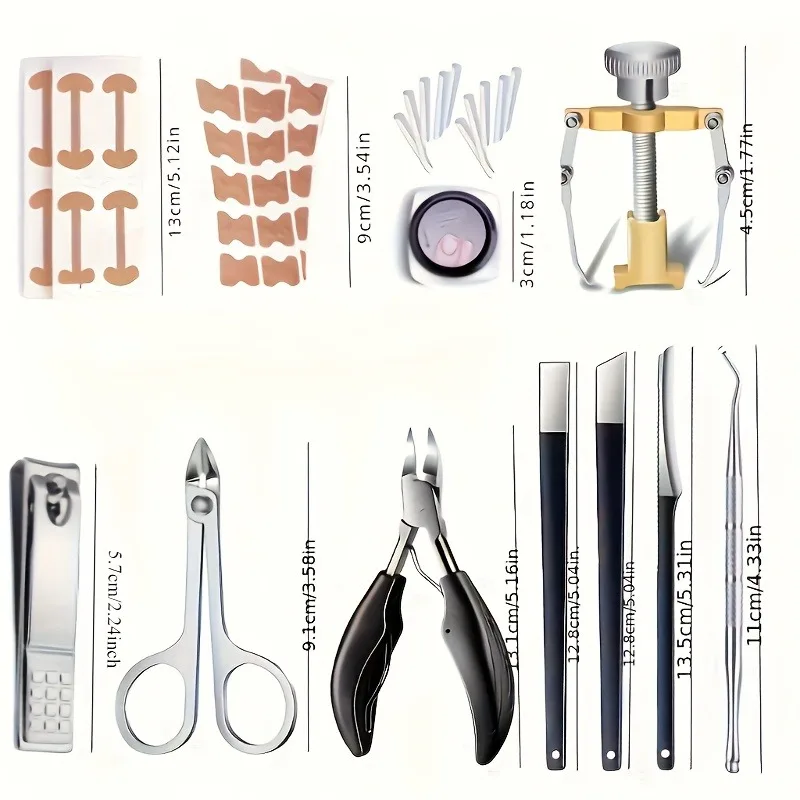 Professional Ingrown Toenail Correction Tool(102/104/107pcs) Curved Pliers Nail Separator Nail Nipper Fixer Pedicure Correctors