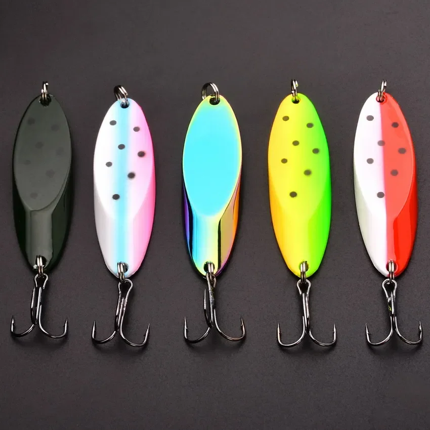 5PCS 3g-21g Luminous Fishing Metal Spoon Lure Hard Baits Bass Silver Spoon Fishing Lure Pesca Tackle Wobblers Isca Artificial