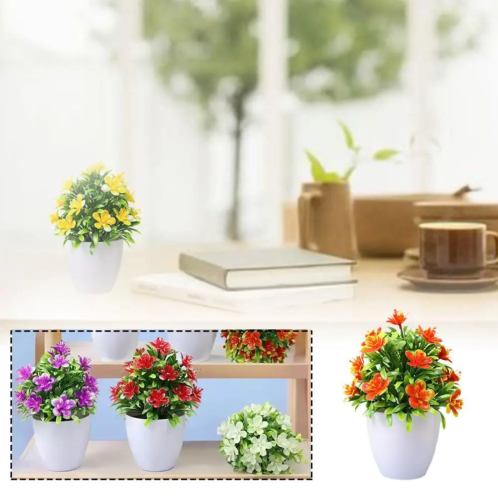 

Simulated Artificial Flower Potted Plant Green Bonsai Table Potted Desk Home Garden Ornament Office Decoration X2R4