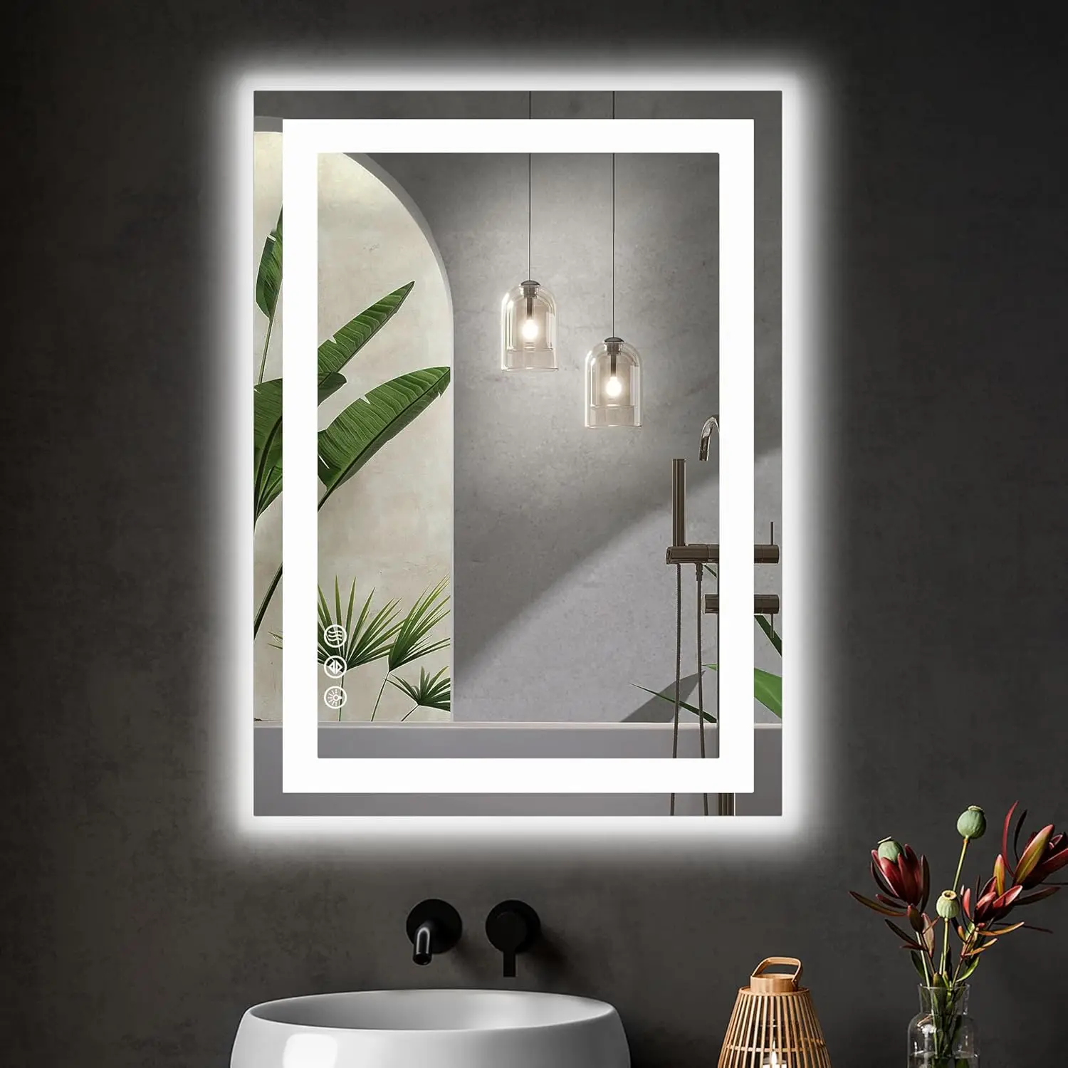 

Smart Anti-Fog LED Bathroom Mirror with Front & Backlight, 3 Color Temperatures, Dimmable, Memory Function