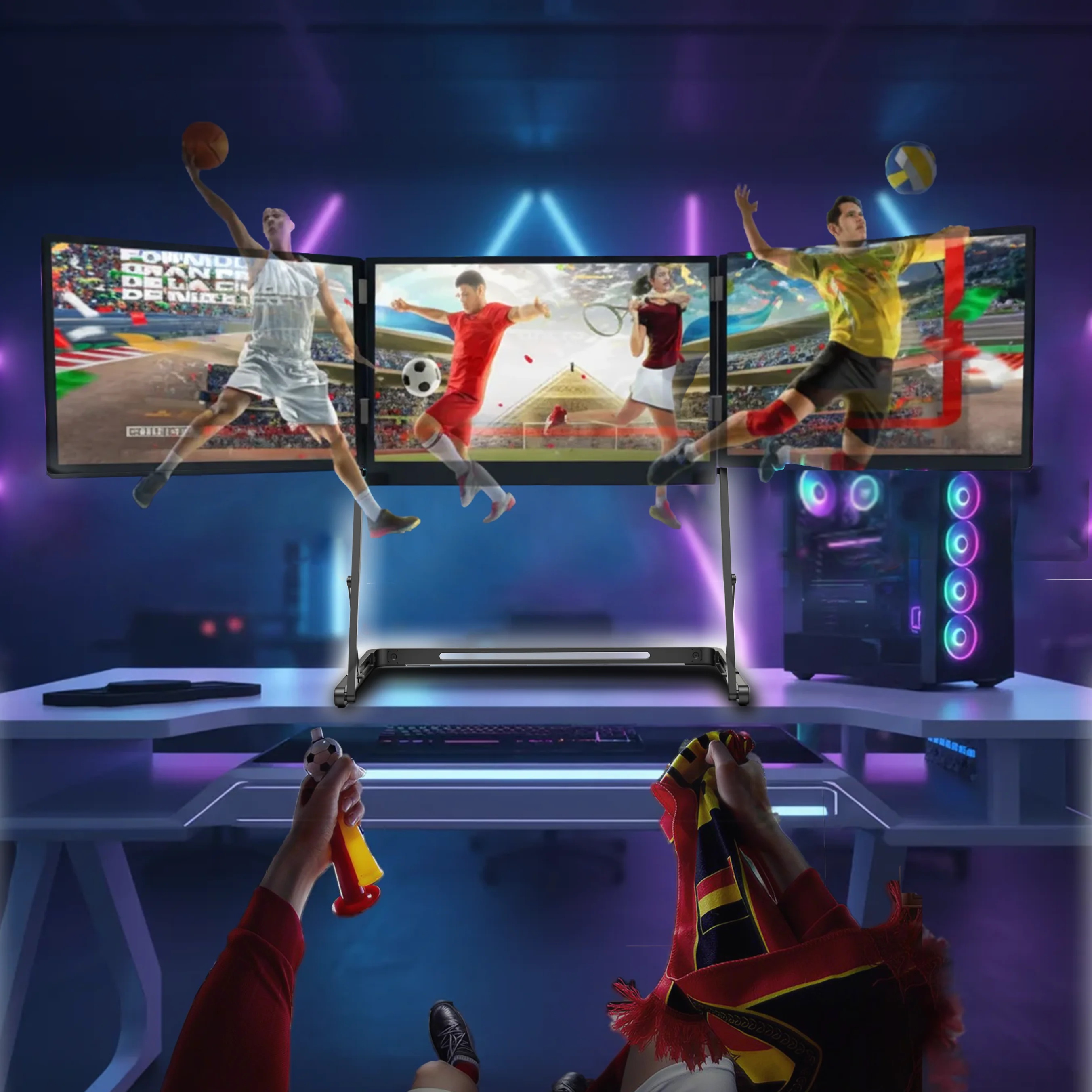 

2026 New Triple Monitor Screen15.6 Inch FHD USB C HDMI Ultra-Slim Portable Gaming Monitors For MacBook Phone PS Xbox Switch Work