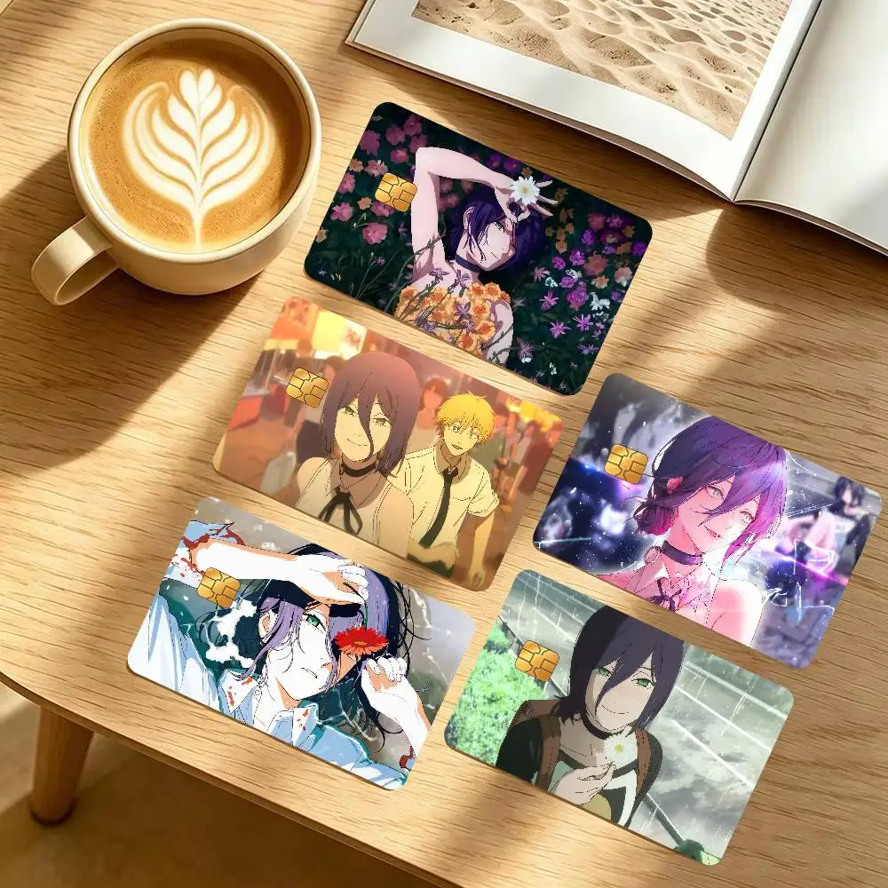 Cartoon Anime Reze   Anime 4pcs 1Set Funny Shell On Off Ultra Thin No Fade Sticker Skin Cover Film for Debit Credit Card