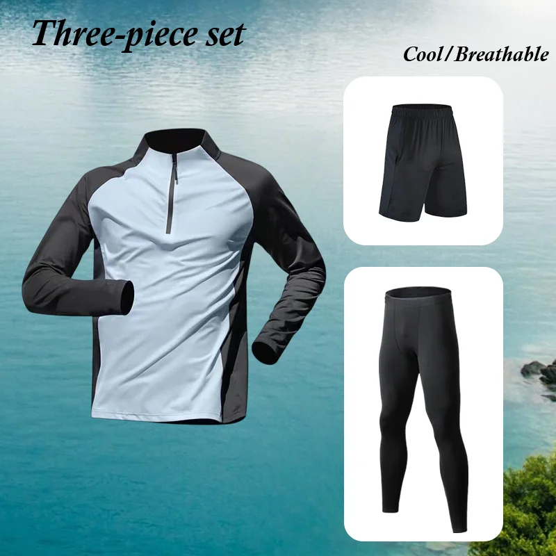 

New Men's Sportswear Tight Fitting Top Outdoor Running Training Clothes Stretchy Comfortable Fitness Apparel Tight Pants Set