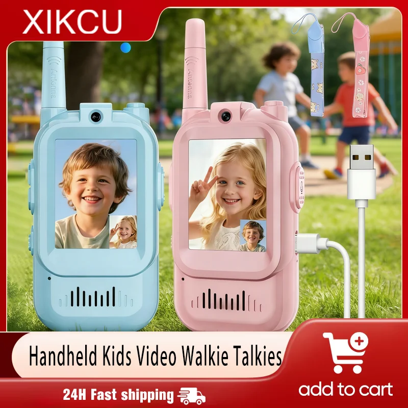 

Комплект из 2 детских портативных перезаряжаемых видео раций — игрушки для внутреннего/наружного домофона, подарки для детей от 3 до 12 лет для мальчиков и девочек