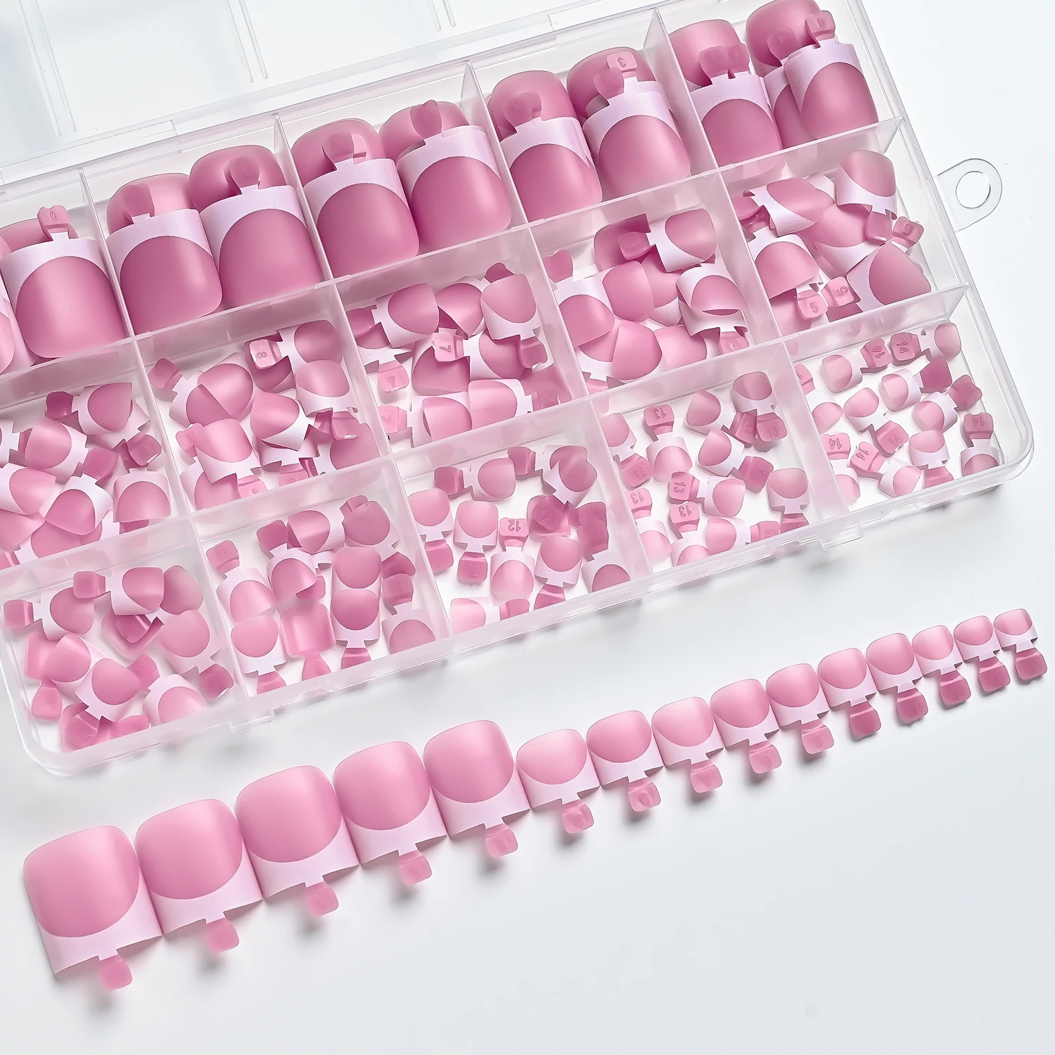 150Pcs Nude Pink French Tip Press On Toe Nails White Edge Short Square Fake Toenails for Summer Daily Beach Holiday Foot Nail TD view 4