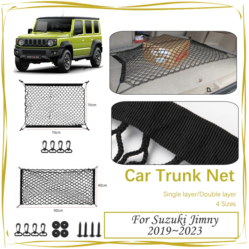 

Car Rear Trunk Net For Suzuki Jimny 2019-2021 2022 2023 Nylon Elastic Mesh Storage Cargo Bag Interior Gadgets Auto Accessories