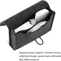Portable Felt Electronics Accessories Organizer - Power Adapter & USB Cable Storage Case for Travel