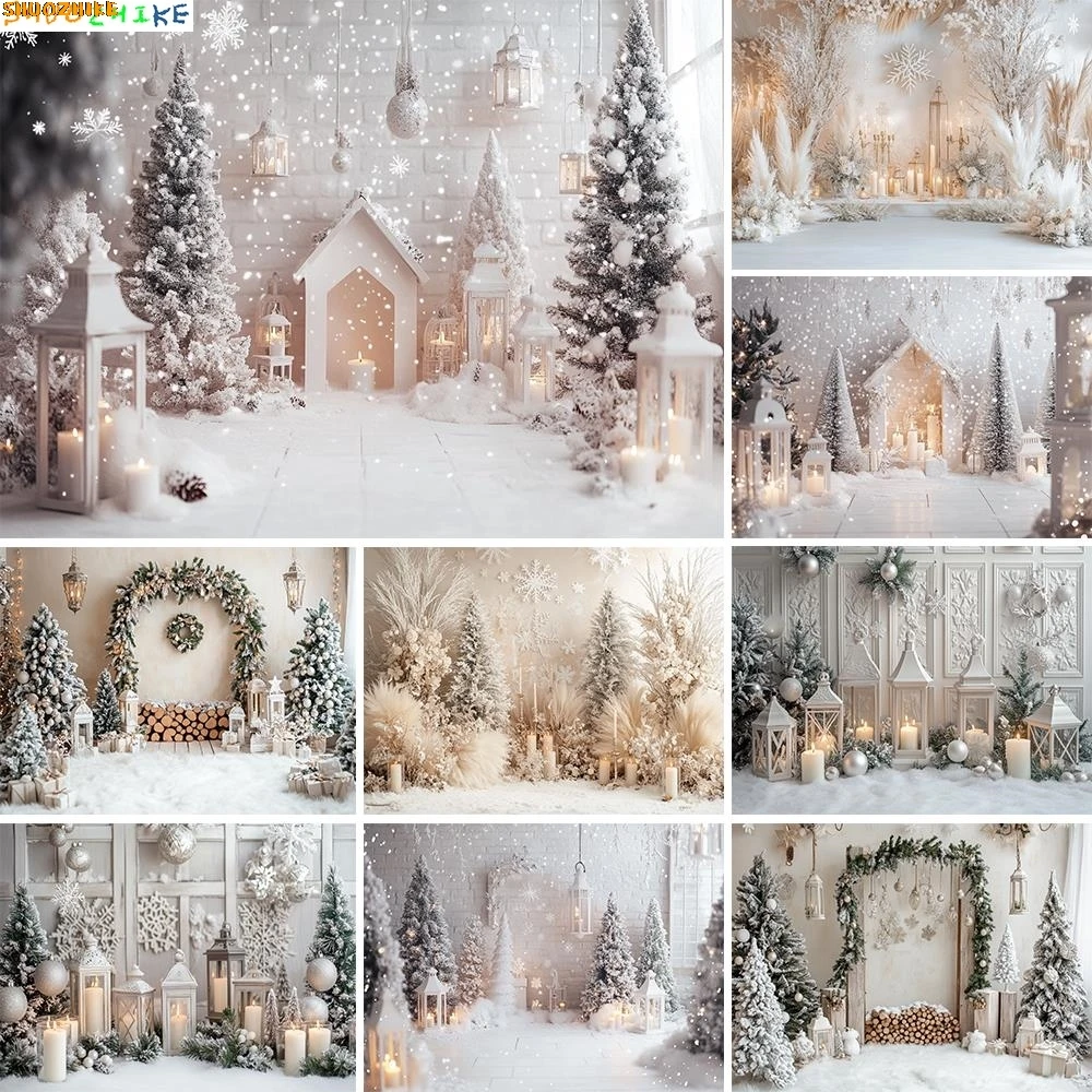 

Photography Background White Whimsical Christmas Snow Forest Xmas Tree Kid Holiday Portrait Decor Backdrop Photo Studio