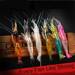 Lifelike Eyes Artificial Bait Luminescent Shrimp Bait Luminous Fishing Lure Soft Bait With Sharp Hooks Sea Fishing Accessories