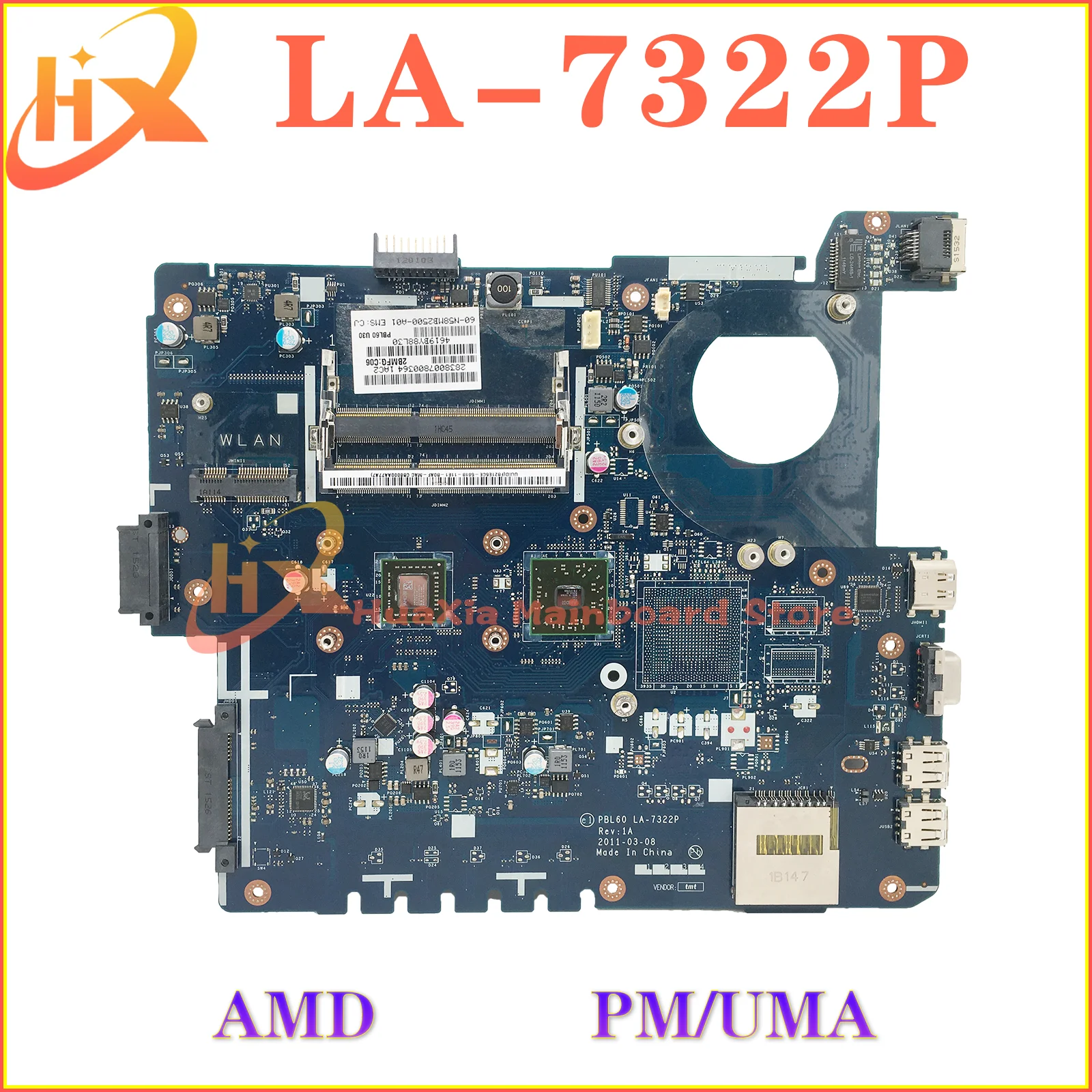 

KEFU Mainboard X53U K53U X53B K53B PBL60 LA-7322P X53BR K53BY Laptop Motherboard UMA AMD CPU MAIN BOARD TEST OK