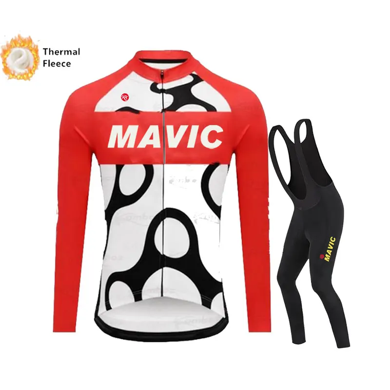 

RX MAVIC 2024 Winter New Men's Cycling Set Warm Wool Cycling Set UV Protection Cycling Set Road Bicycle Winter Cycling Clothing