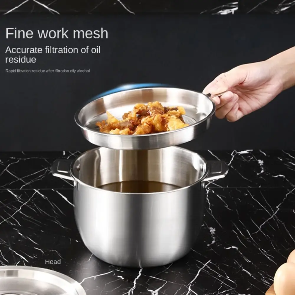 

New 2.8L Oil Filter Pot Large Capacity Lard Strainer Filter tank Stainless Steel Storage Container Oil Pot Kitchen