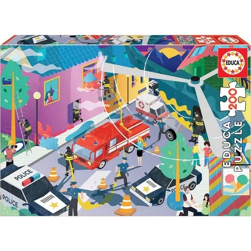 Educa Jigsaw Puzzle 200 Piece Police Ambulance & Fire Engine 18609