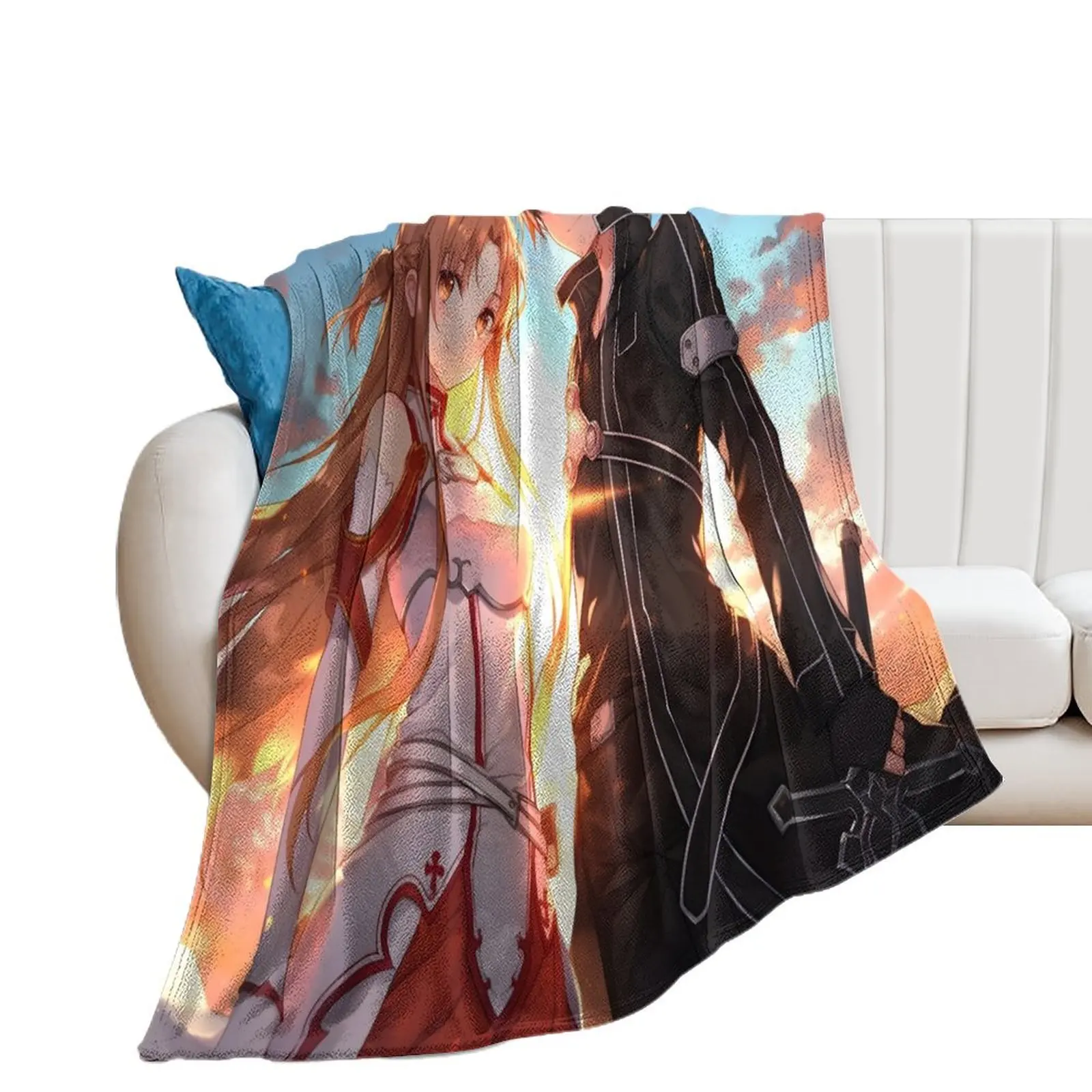 

Asuna SAO Cute Anime Girl Throw Blanket Sofa Throw anime Blankets