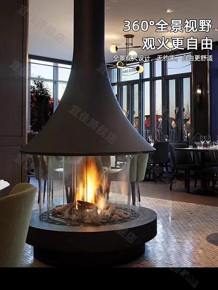 Fireplace art, wood burning, real fire, alcohol fireplace decoration, villa 3D atomization