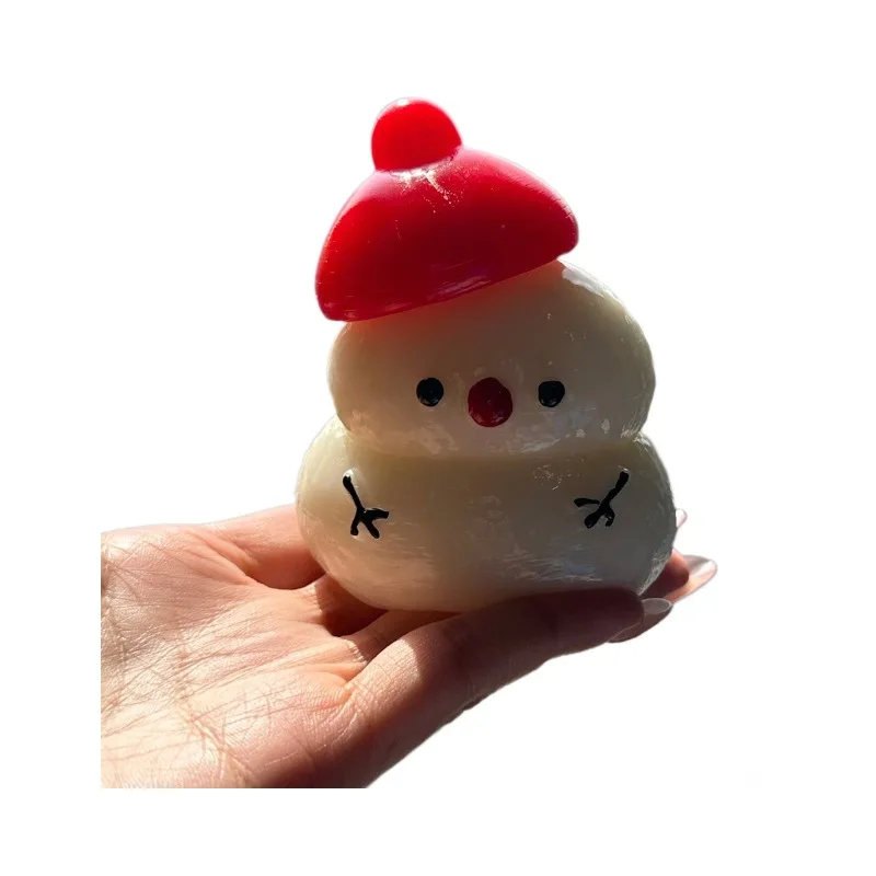 Kawaii Kerst Rode Hoed Sneeuwpop Baby Crème Super Zachte DIY Handgemaakte Siliconen Fidget Squishy Speelgoed Trage Rebound Kerstcadeau Kinderen