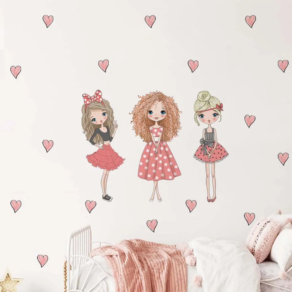 

Beautiful Girl Heart Wall Stickers For Girl Child Room Bedroom Home Decoration Wallpaper Cute Pink Series Beautify Decor Decals