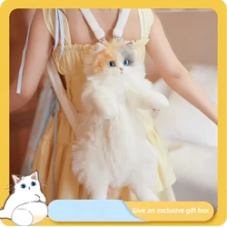 Simulated calico cat backpack pure handmade cute cat plush doll storage makeup bag Birthday gift, Christmas gift