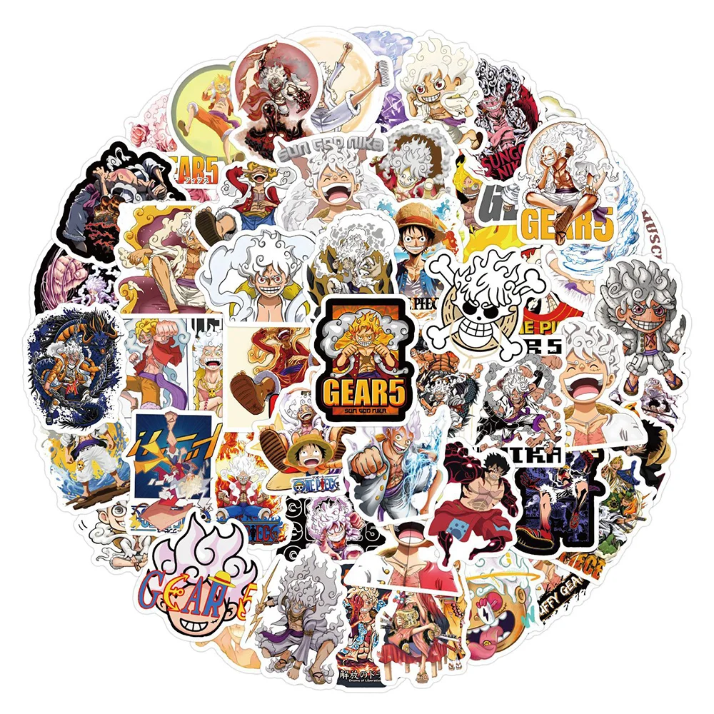 10/30/50/110pcs Gear 5 ONE PIECE Luffy Anime Stickers Cool Cartoon Kids Sticker DIY Stationery Laptop Phone Decal Sticker Packs