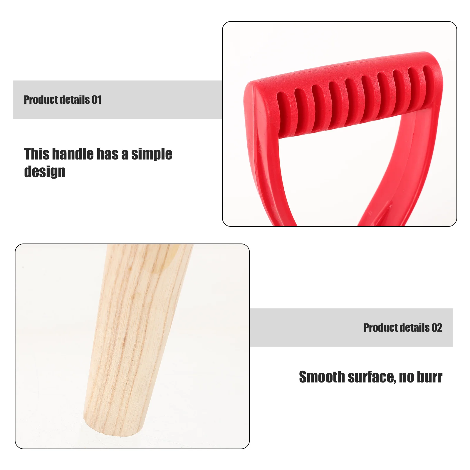 

Grip Handle Shovel Replacement Long Handle Snow Shovel Sturdy Wooden Plastic Comfortable Touch Simple Design Decorative