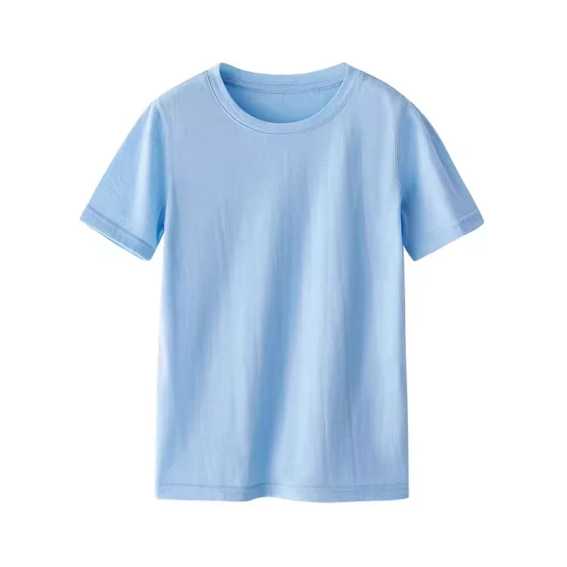 Kids T-Shirt 100% Merino Wool Solid Color Parent-Child Matching Outfits Comfortable Soft Breathable Casual Short Sleeve Tee view 2