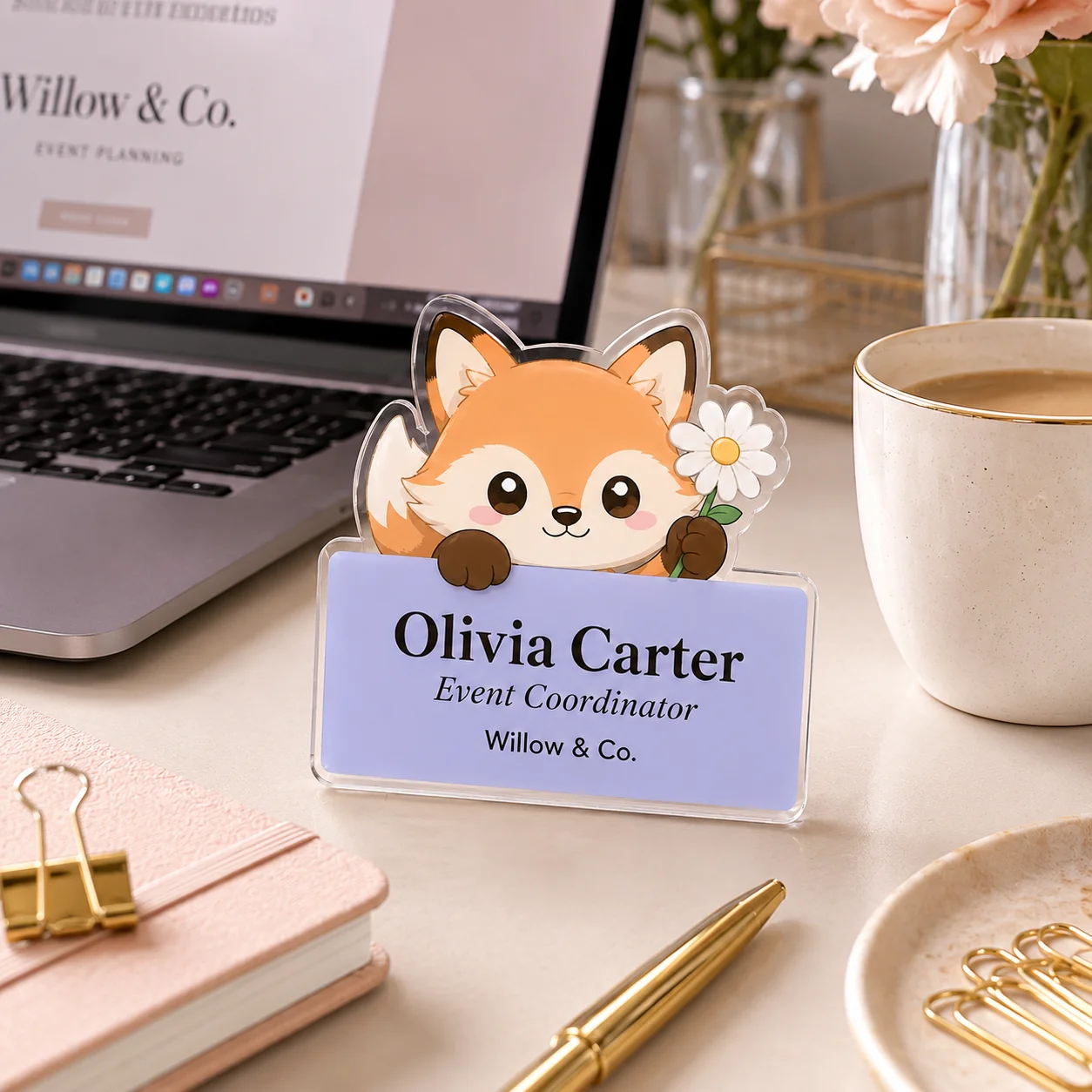 Personalized Acrylic Chest Badge Custom Photo Logo Name Text Pin for Employee Conferences Events Business Staff Uniform Name Tag