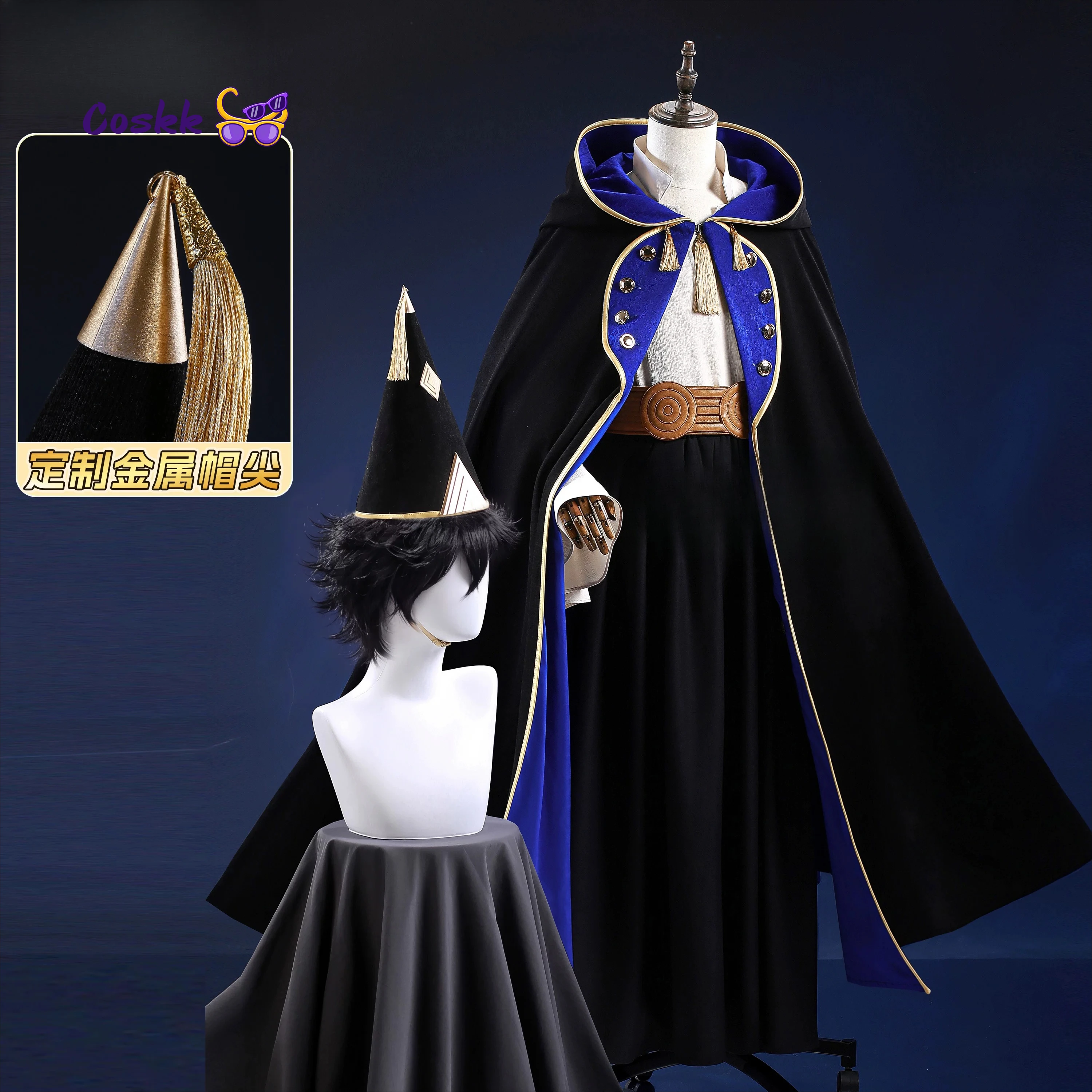 

New Anime Witch Hat Atelier Olruggio Cosplay Costume Adult Men Hat Cloak Dress Wig Roleplay Witch Hat Disguise Halloween