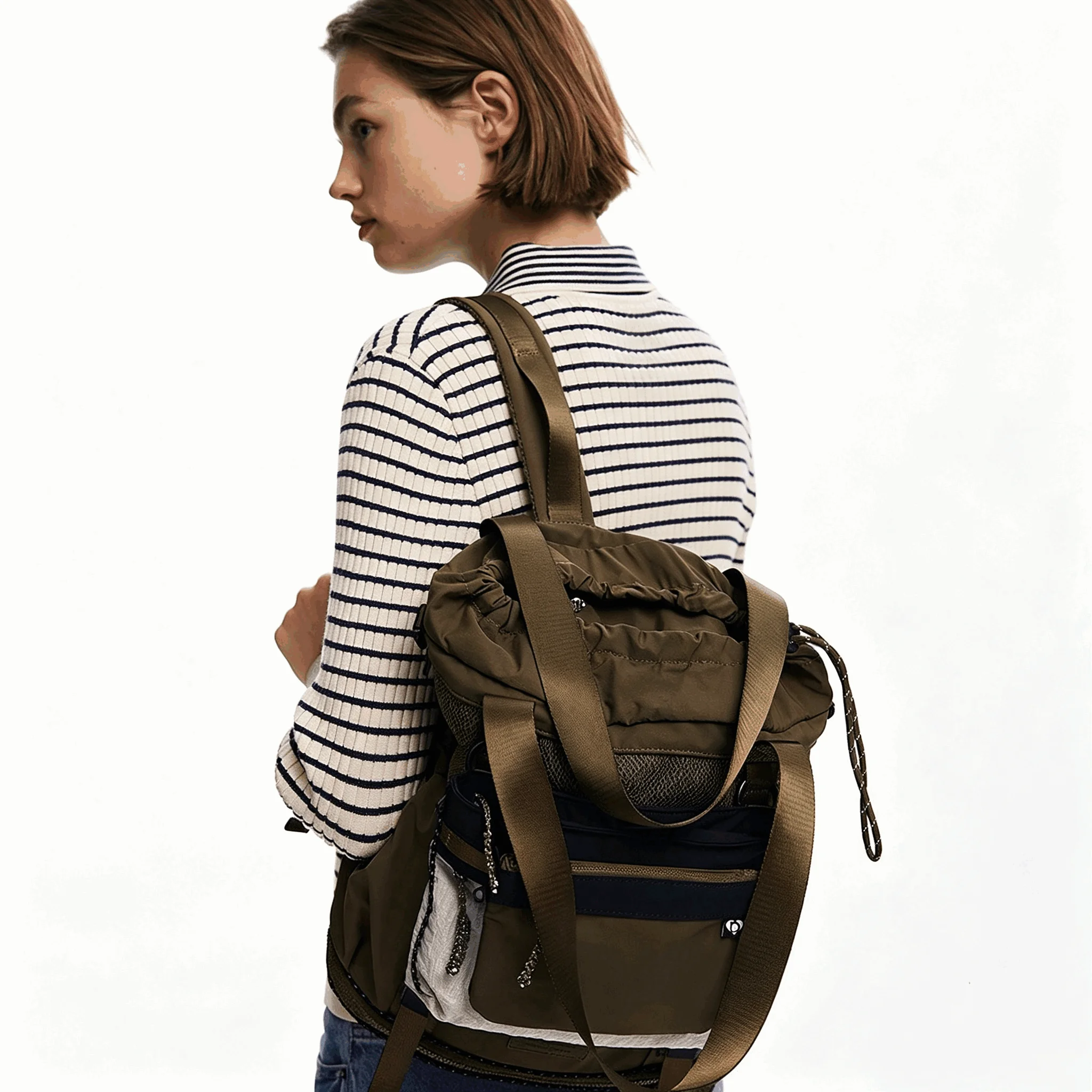 Foreign Trade Spain Original Single Backpack Multi Pocket Embroidered Splicing Large Capacity Handbag Travel Bag