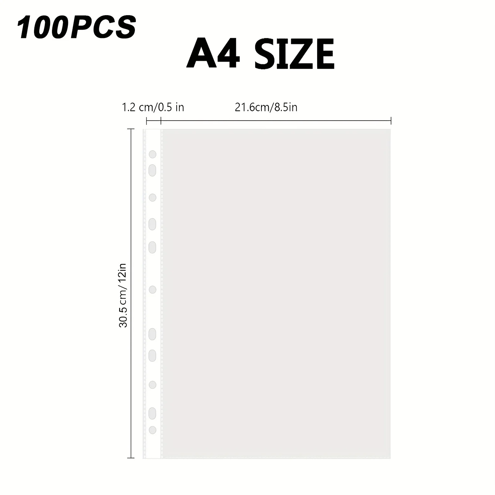 Protectores de Hojas, 100 Piezas, 8.5 X 11 Pulgadas, Protectores de Páginas Transparentes para Carpeta de 11 Anillas, Funda de PP para Proteger Papel, Sin Ácido, Tamaño A4