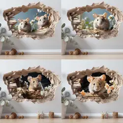 Mouse hole Decal Living Room Bedroom Wall Sticker, Kitchen Home Decoration Funny Decals Vinyl Sticker Lifelike Mouse S239