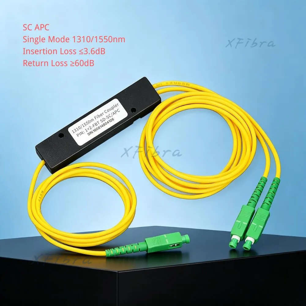 1x2 Singlemode Optical SC FC LC UPC APC Fiber Optic FBT Splitter For Fibre Communication System Tapere