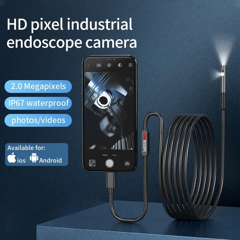 W300 Mini Endoscope Camera 1080P Single&Dual 8MM Lens Hard Cable Waterproof Car Sewer Inspection Borescope For IOS Android