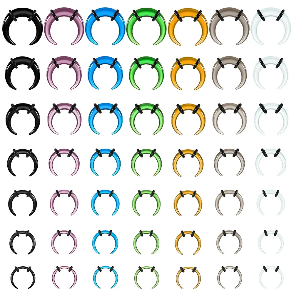 Casvort 1PCS Cozy Glass Stretching Kits Pincher Taper with O-Rings Buffalo Septum Retainers Hypoallergenic Piercing Jewelry