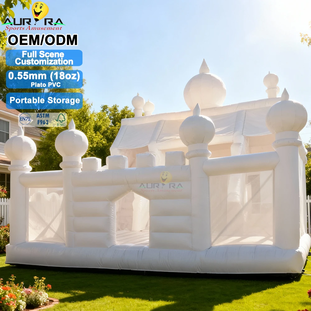 Inflatable Castle Bounce House PVC Material Eco-Friendly Easy Setup Indoor/Outdoor Kids Party Safe Durable Transparent Net