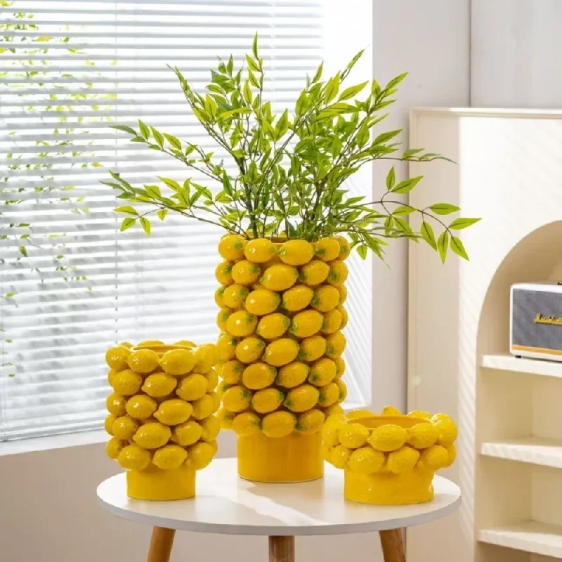Lemon Style Ceramic Vase Nordic Fruit Vase Home Table Room Living Room Bedroom Decoration Flower Arrangement Ornament